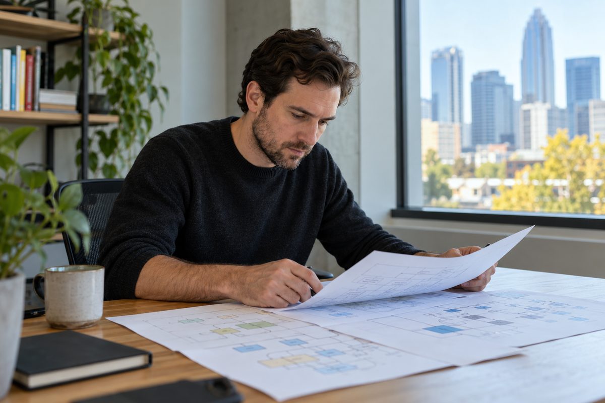 Ivan Petrov, lead full-stack developer at Silverpatway, reviewing technical specifications