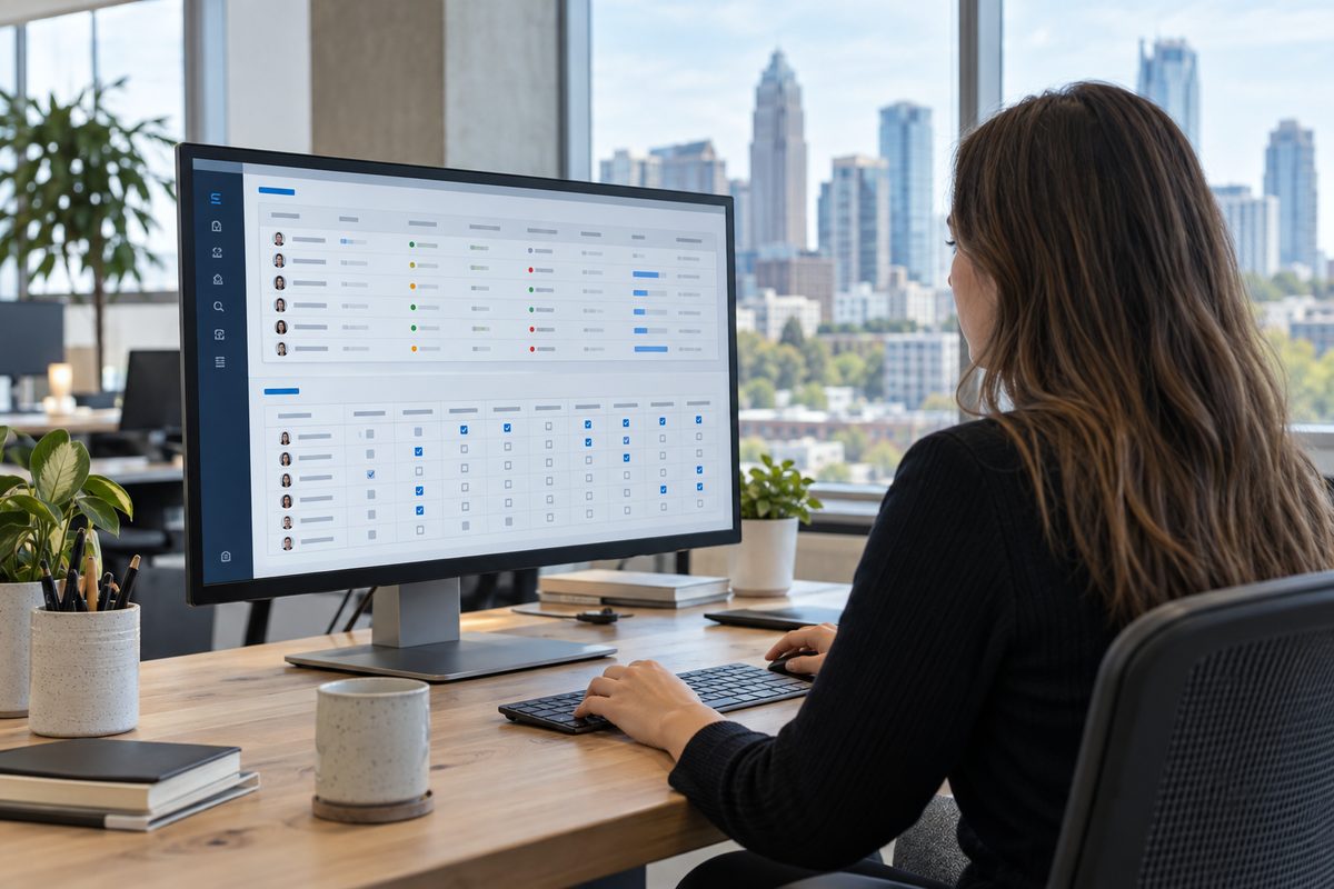 Custom internal business portal interface running on desktop hardware
