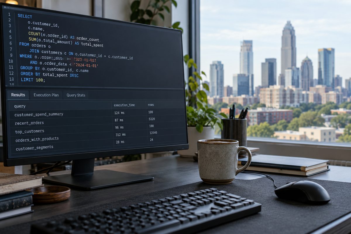 Database query performance analysis on an engineering workstation