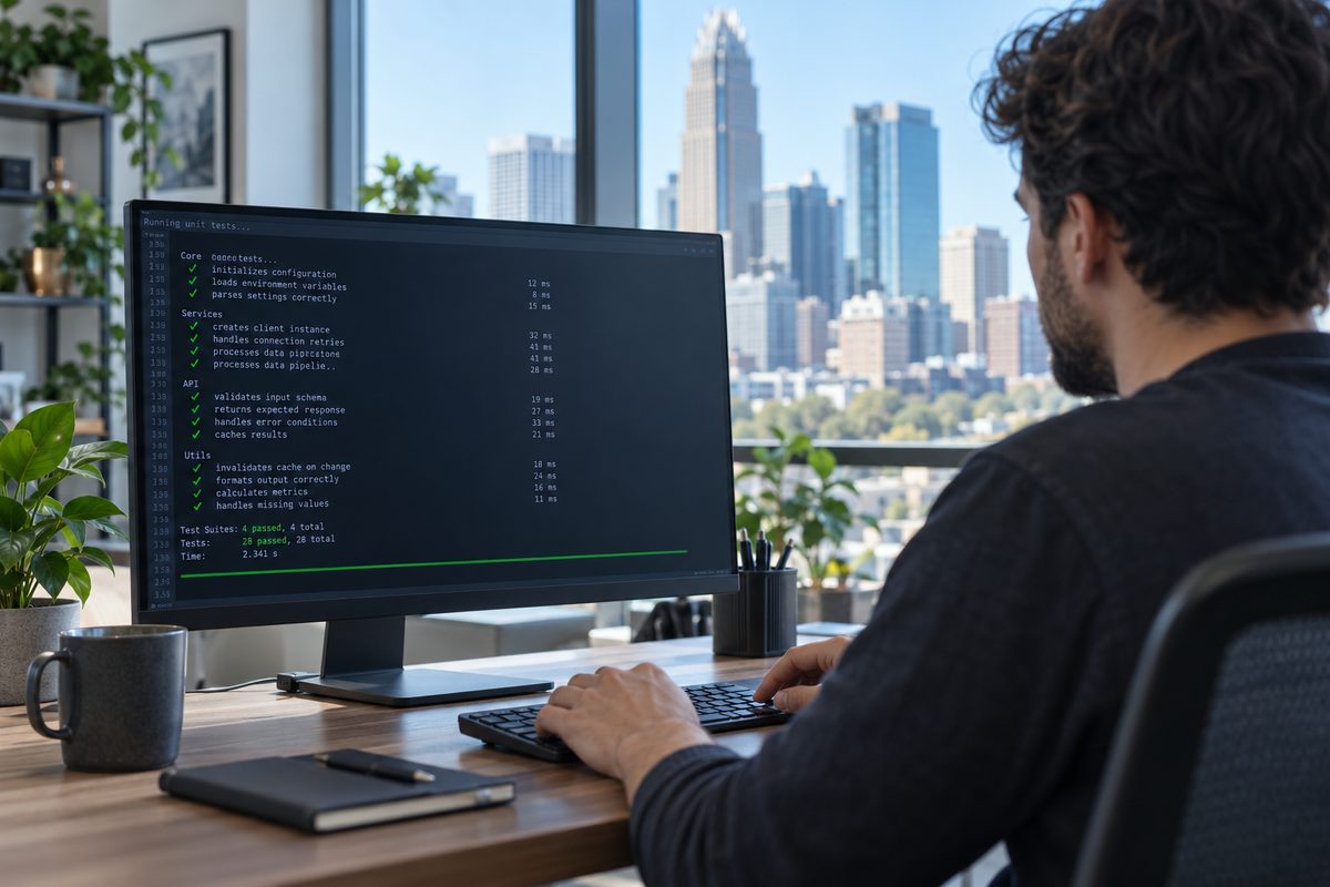 Automated regression test suite executing inside a development terminal